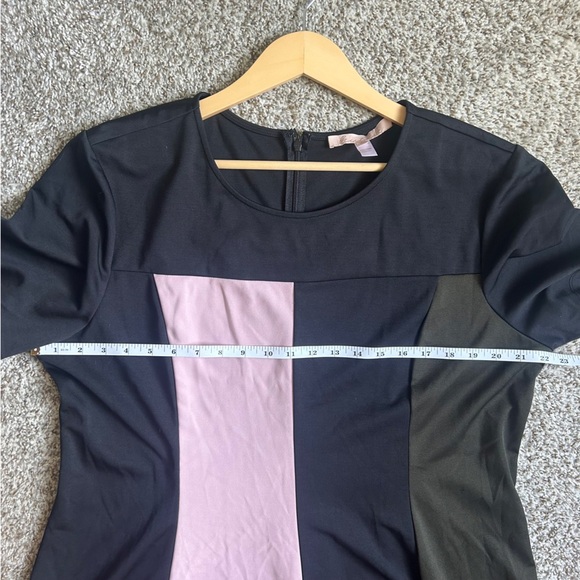Hutch Asymmetrical Pink and Black A-line Mini Dress Retro Colorblock 60s Casual - Picture 5 of 6